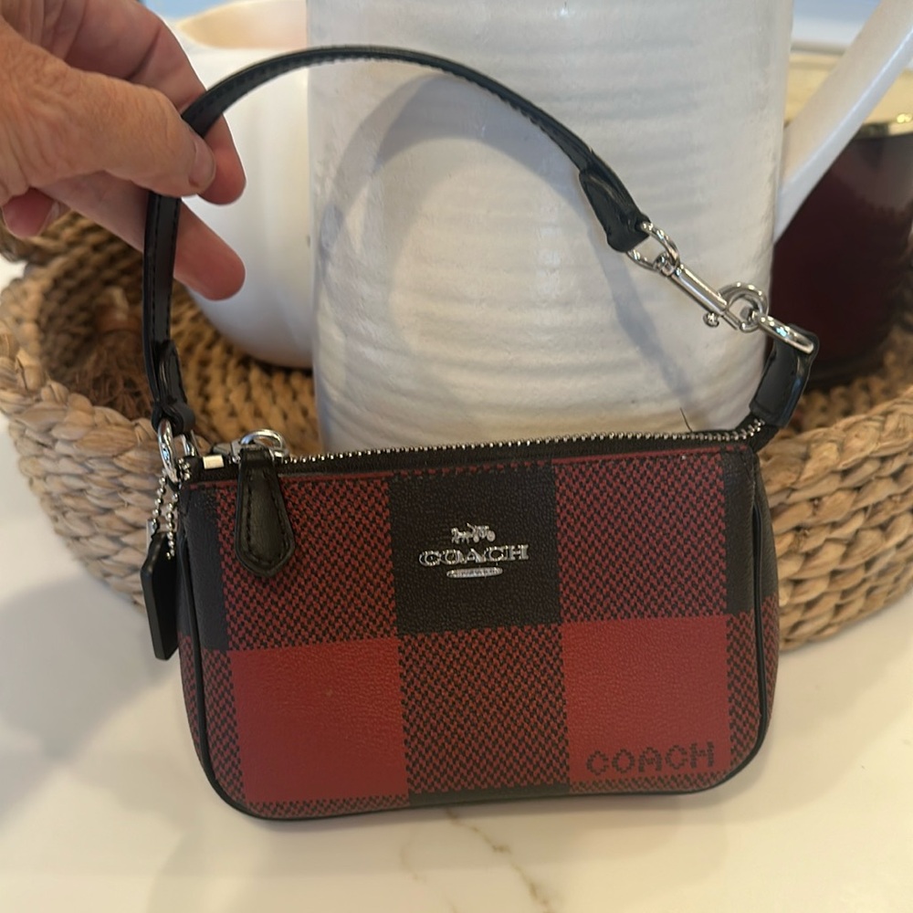Coach Buffalo Plaid wristlet